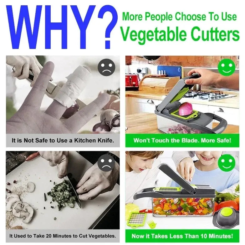 16-In-1 Vegetable Fruit Chopper Cutter Food Onion Veggie Dicer Slicer Kitchen